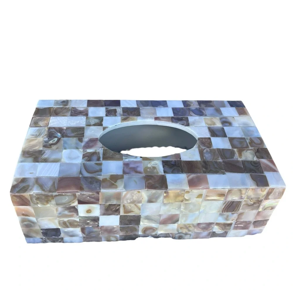 Creative Scents Milano Tissue Box Cover Mother-of-Pearl Mosaic Tissue Box Cover